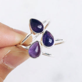 Amethyst Teardrop Ring in 925 Sterling Silver - Crystal Of A Kind