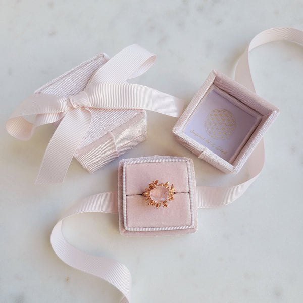 Raw Rose Quartz Coral Ring in Rose Gold