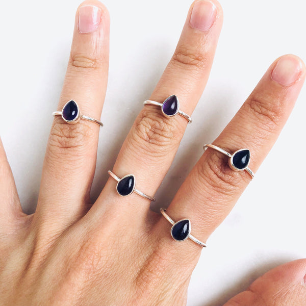 Amethyst Teardrop Ring in 925 Sterling Silver - Crystal Of A Kind