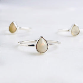 Opal Teardrop Ring in 925 Sterling Silver - Crystal Of A Kind