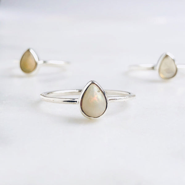 Opal Teardrop Ring in 925 Sterling Silver - Crystal Of A Kind