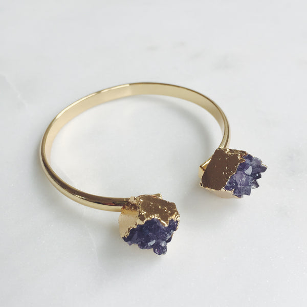 Amethyst Druzy Bangle 18k Gold - Crystal Of A Kind