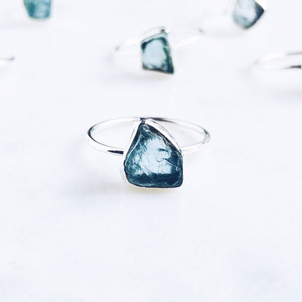 Raw Aquamarine Rings in 925 Sterling Silver - Crystal Of A Kind