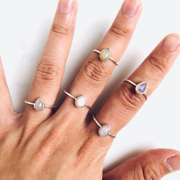 Opal Teardrop Ring in 925 Sterling Silver - Crystal Of A Kind