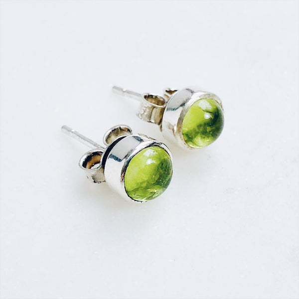 Peridot Round Stud Earrings in 925 Sterling Silver - Crystal Of A Kind