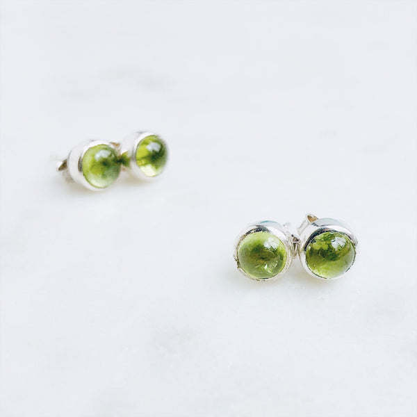 Peridot Round Stud Earrings in 925 Sterling Silver - Crystal Of A Kind