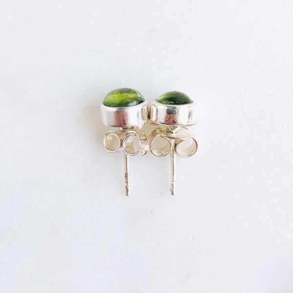 Peridot Round Stud Earrings in 925 Sterling Silver - Crystal Of A Kind