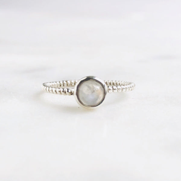 Moonstone Rope Ring in 925 Sterling Silver - Crystal Of A Kind