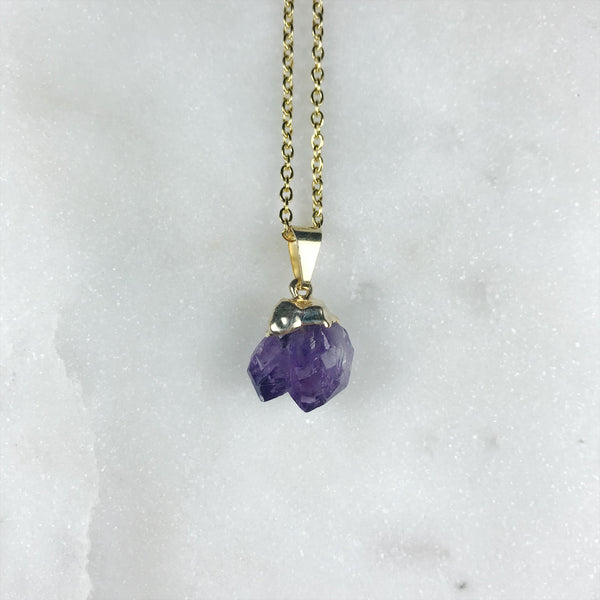Raw Amethyst Necklace in Gold - Crystal Of A Kind