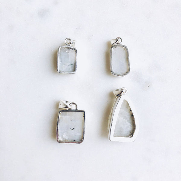 Raw Moonstone Pendant in 925 Sterling Silver - Crystal Of A Kind