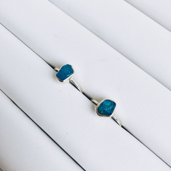 Raw Apatite Gemstone Ring in 925 Sterling Silver - Crystal Of A Kind