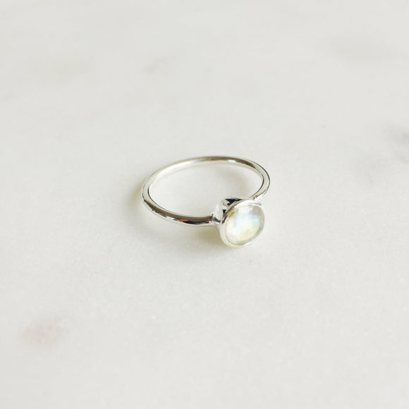 Moonstone Diamond Cut Ring in 925 Sterling Silver - Crystal Of A Kind