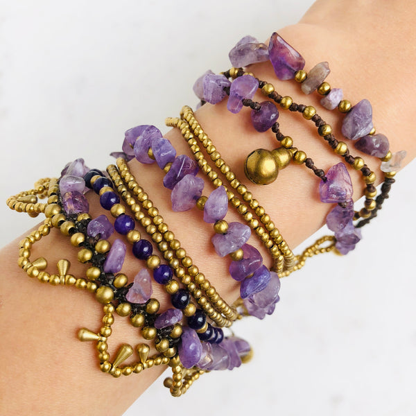 Raw Amethyst Bohemian Bracelet - Crystal Of A Kind