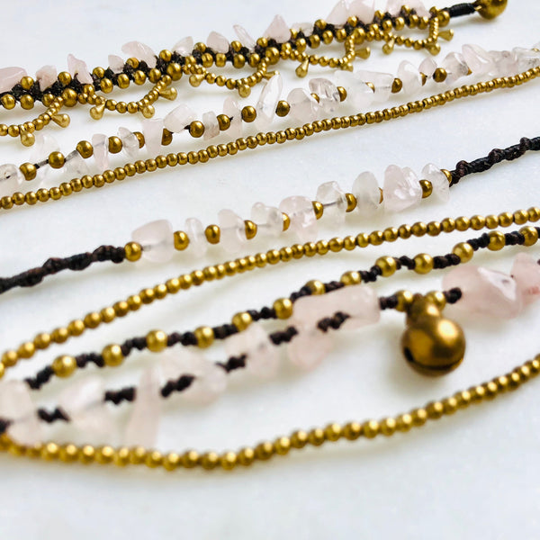 Raw Rose Quartz Bohemian Bracelet - Crystal Of A Kind