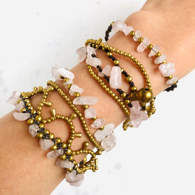 Raw Rose Quartz Bohemian Bracelet - Crystal Of A Kind