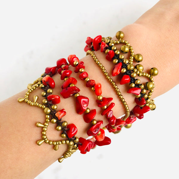 Raw Red Turquoise Bohemian Bracelet - Crystal Of A Kind