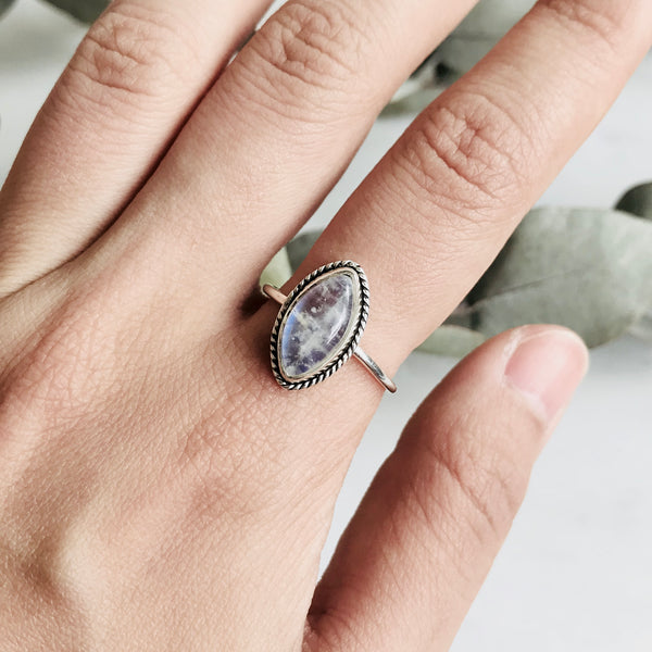 Moonstone Marquee Ring in 925 Sterling Silver - Crystal Of A Kind