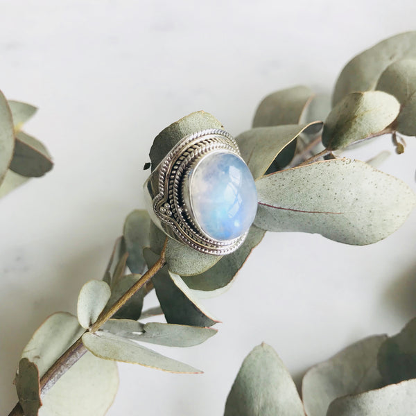 Moonstone Cuff Ring in 925 Sterling Silver - Crystal Of A Kind
