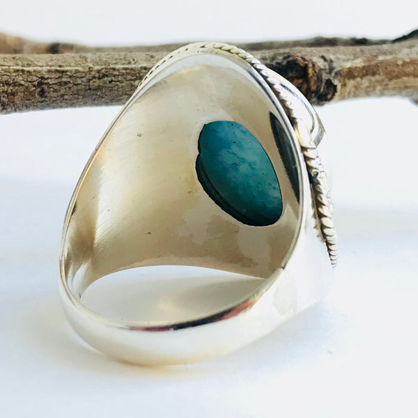Larimar Cuff Ring in 925 Sterling Silver - Crystal Of A Kind