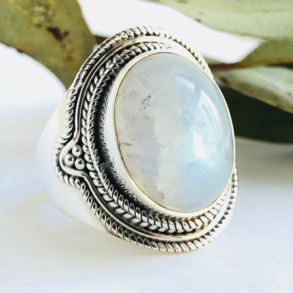 Moonstone Cuff Ring in 925 Sterling Silver - Crystal Of A Kind
