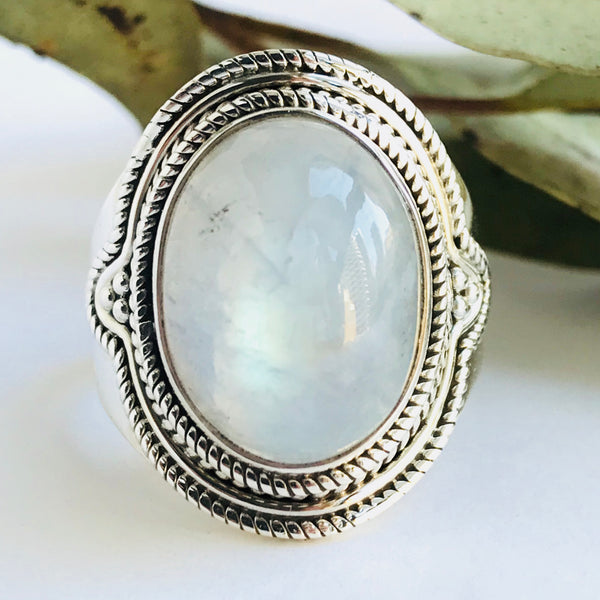 Moonstone Cuff Ring in 925 Sterling Silver - Crystal Of A Kind