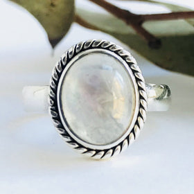Moonstone Oval Ring in 925 Sterling Silver - Crystal Of A Kind