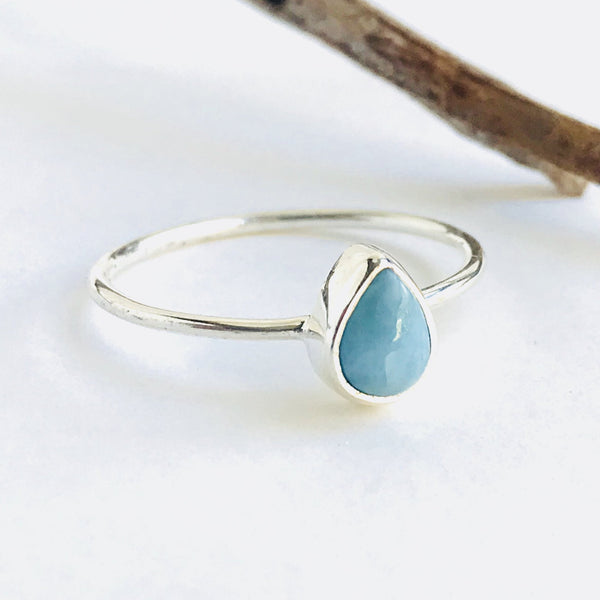Larimar Teardrop Ring in 925 Sterling Silver - Crystal Of A Kind