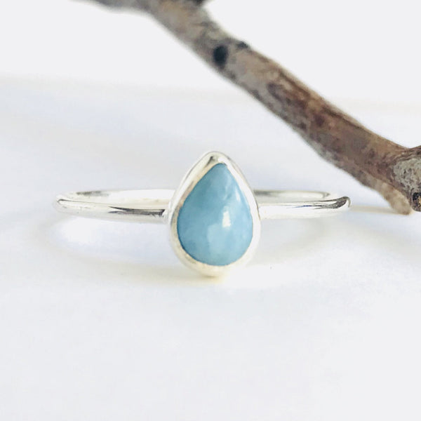 Larimar Teardrop Ring in 925 Sterling Silver - Crystal Of A Kind