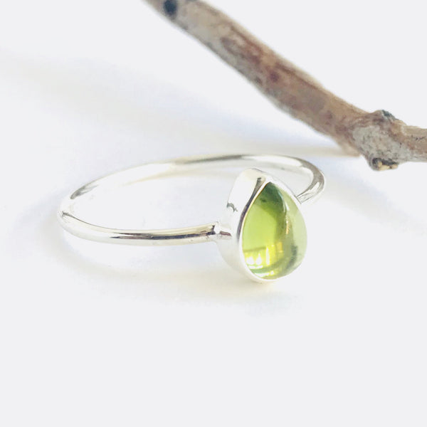 Peridot Teardrop Ring in 925 Sterling Silver - Crystal Of A Kind