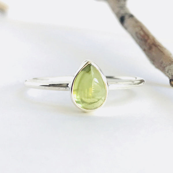 Peridot Teardrop Ring in 925 Sterling Silver - Crystal Of A Kind
