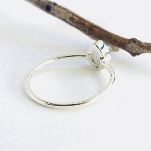 Rose Quartz Teardrop Ring in 925 Sterling Silver - Crystal Of A Kind