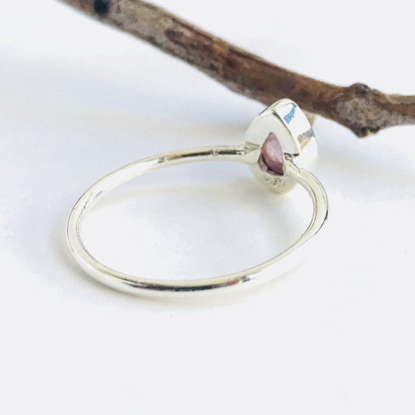 Pink Tourmaline Teardrop Ring in 925 Sterling Silver - Crystal Of A Kind