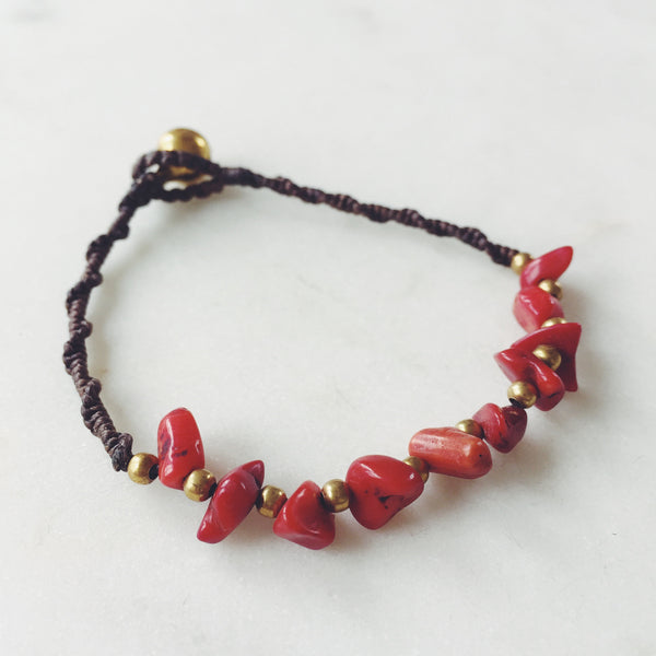 Raw Red Turquoise Bohemian Bracelet - Crystal Of A Kind