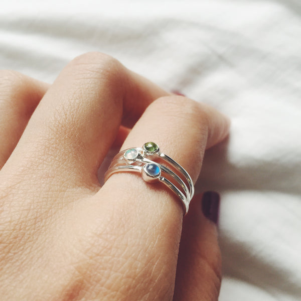 Opal Stack Ring in 925 Sterling Silver - Crystal Of A Kind