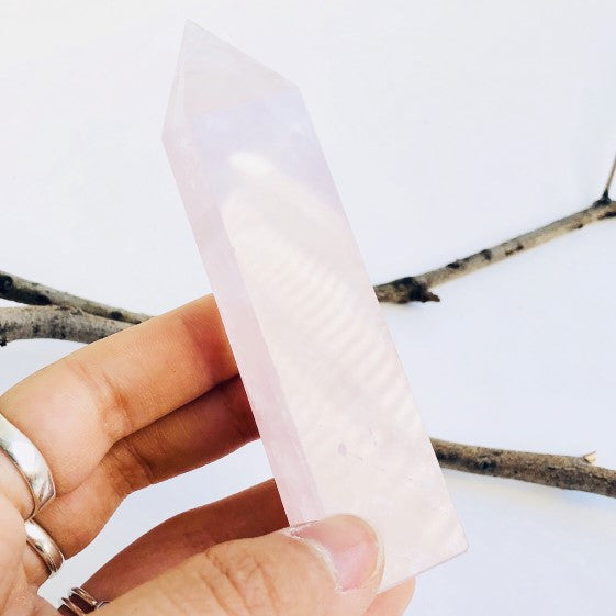 Rose Quartz Chakra Healing Energy Wand - Crystal Of A Kind