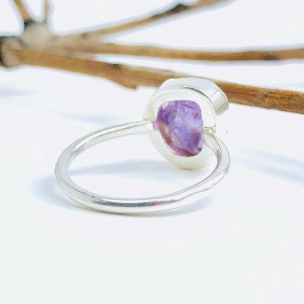 Raw Amethyst Gemstone Ring in 925 Sterling Silver - Crystal Of A Kind