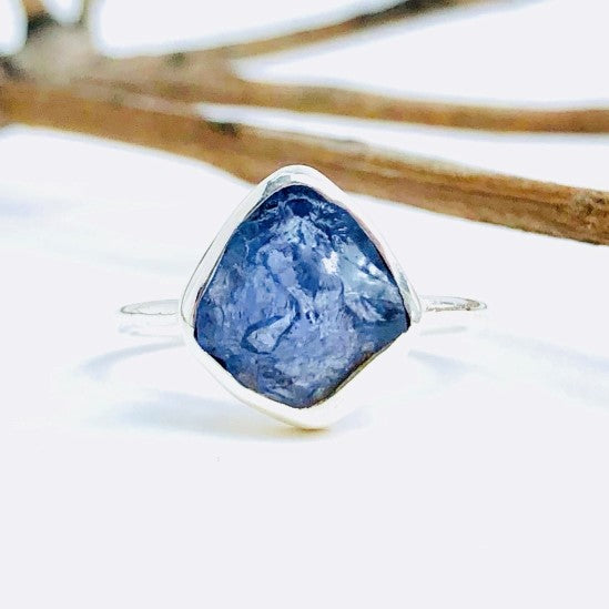 Raw Tanzanite Gemstone Ring in 925 Sterling Silver - Crystal Of A Kind