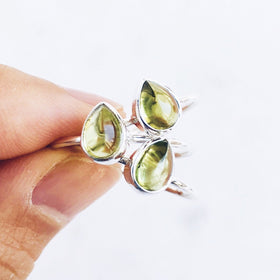 Peridot Teardrop Ring in 925 Sterling Silver - Crystal Of A Kind