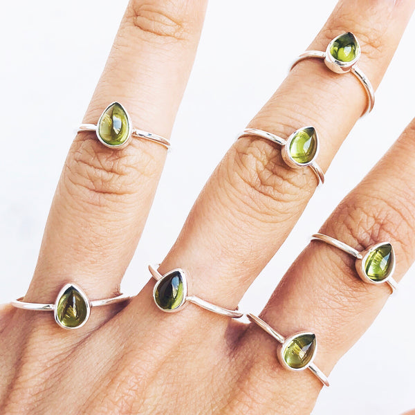 Peridot Teardrop Ring in 925 Sterling Silver - Crystal Of A Kind