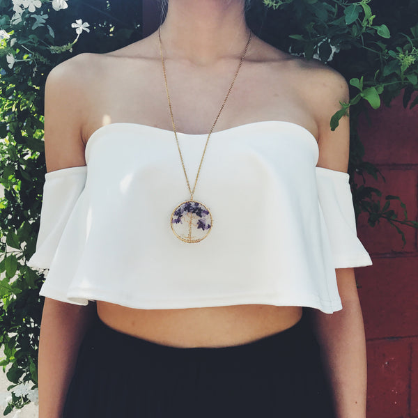 Crystal Quartz Tree of Life Necklace in 18k Gold - Crystal Of A Kind