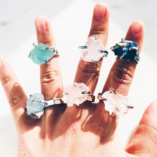 Raw Sapphire Power Ring in Silver - Crystal Of A Kind