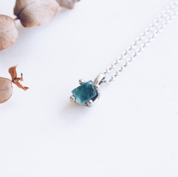 Raw Fluorite Necklace in Silver - Crystal Of A Kind