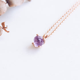 Raw Amethyst Necklace in Rose Gold - Crystal Of A Kind