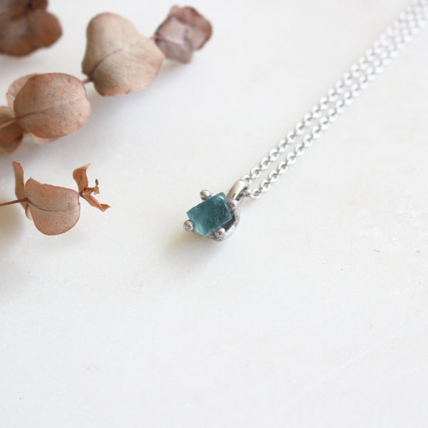 Raw Fluorite Necklace in Silver - Crystal Of A Kind