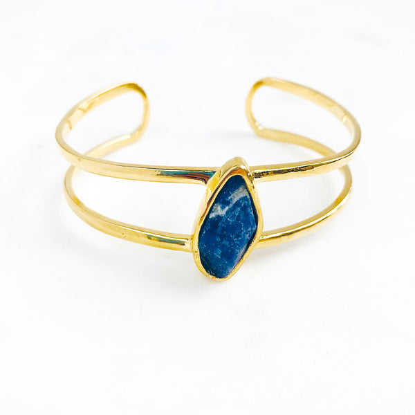 Raw Sapphire Infinity Bangle in Gold - Crystal Of A Kind