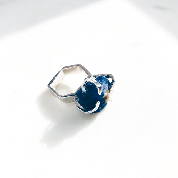 Raw Sapphire Power Ring in Silver - Crystal Of A Kind