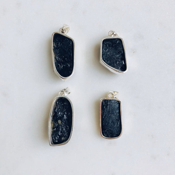 Black Tourmaline Pendant in 925 Sterling Silver