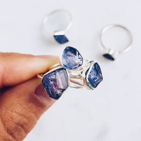 Raw Tanzanite Gemstone Ring in 925 Sterling Silver - Crystal Of A Kind