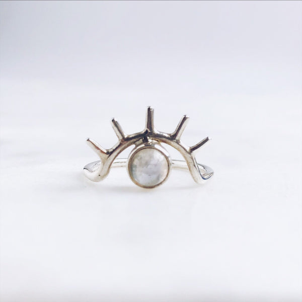 Moonstone Evil Eye Ring in 925 Sterling Silver - Crystal Of A Kind