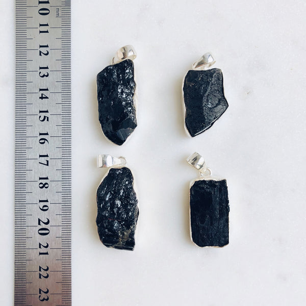 Black Tourmaline Pendant in 925 Sterling Silver